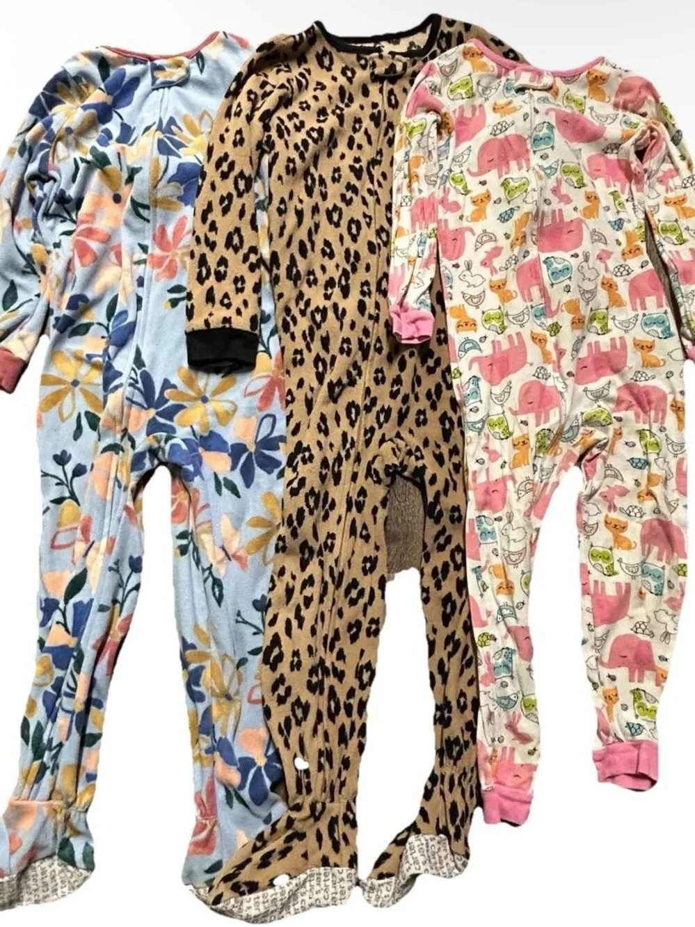 Toddler Girl Footie Pajamas Fleece Floral Cheetah Animals Size 5T